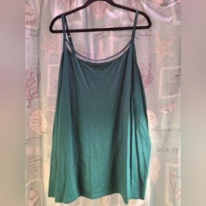 Plus Sized Green Camisole Spahgetti Strap Top EUC, Mesh Strip On The Top Front